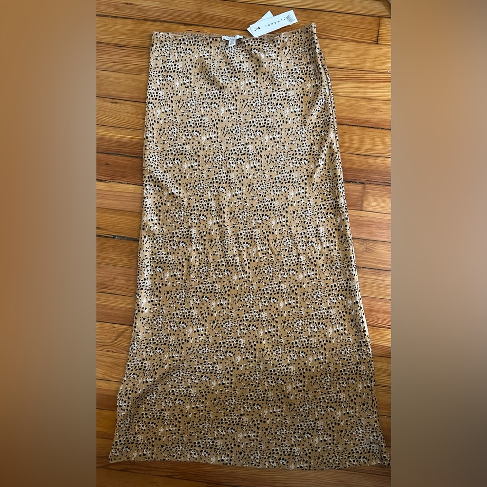 Top Shop Leopard Print Silky Skirt NWT